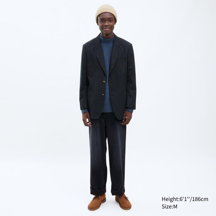 mens uniqlo tailored jackets navy