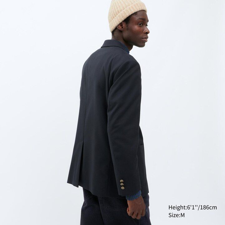 mens uniqlo tailored jackets navy