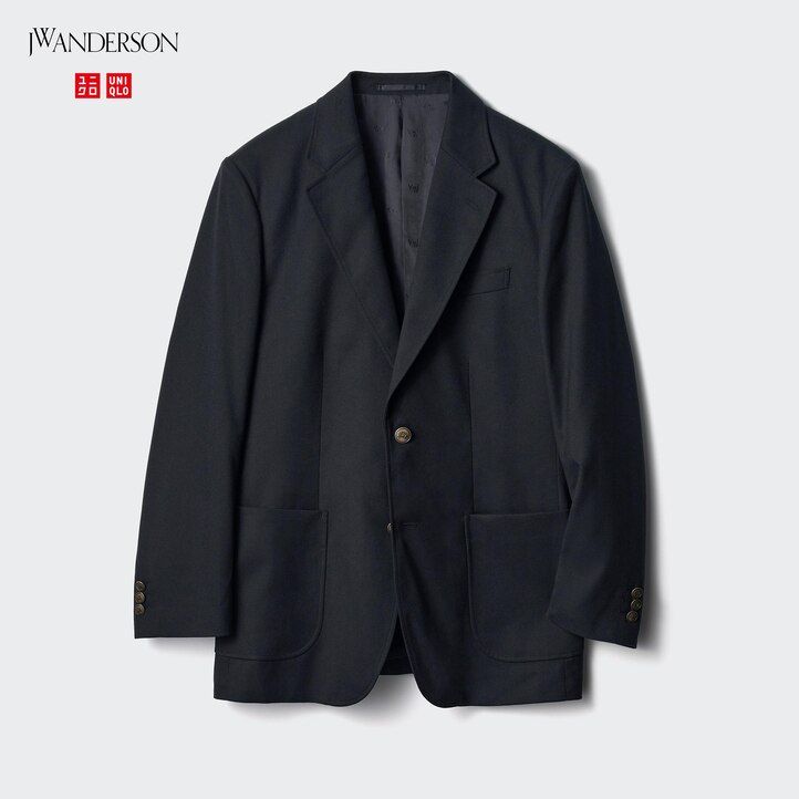 mens uniqlo tailored jackets navy