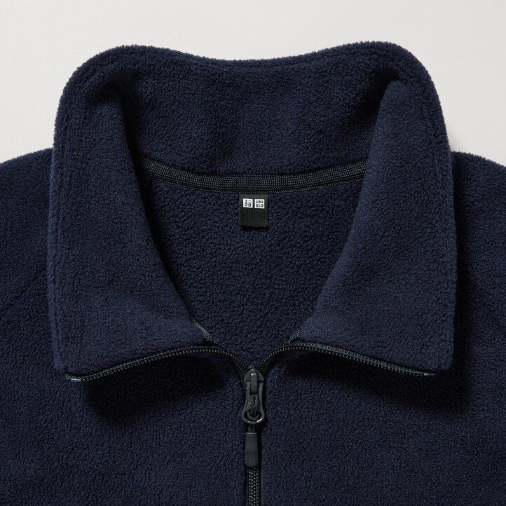 navy mens uniqlo fleece zipped jackets