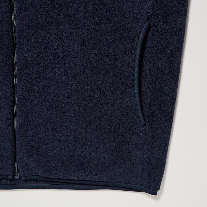 navy mens uniqlo fleece zipped jackets
