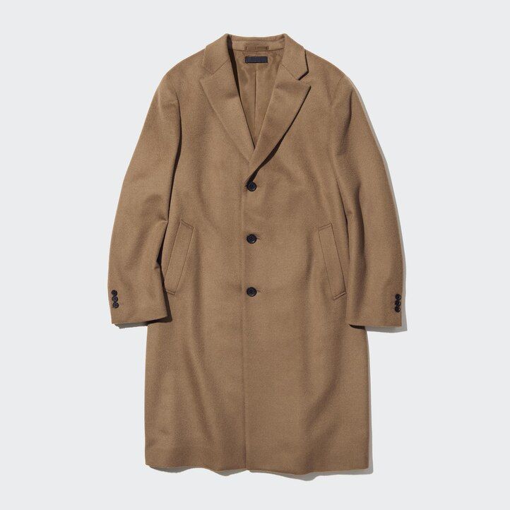 mens uniqlo wool blend chesterfield jackets black