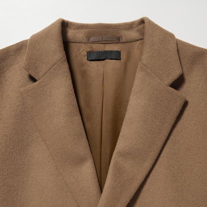 mens uniqlo wool blend chesterfield jackets black