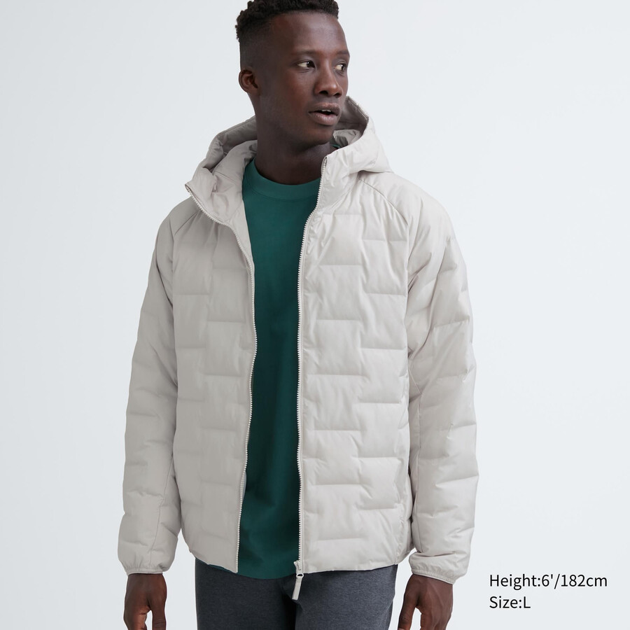 white mens uniqlo warm padded jackets