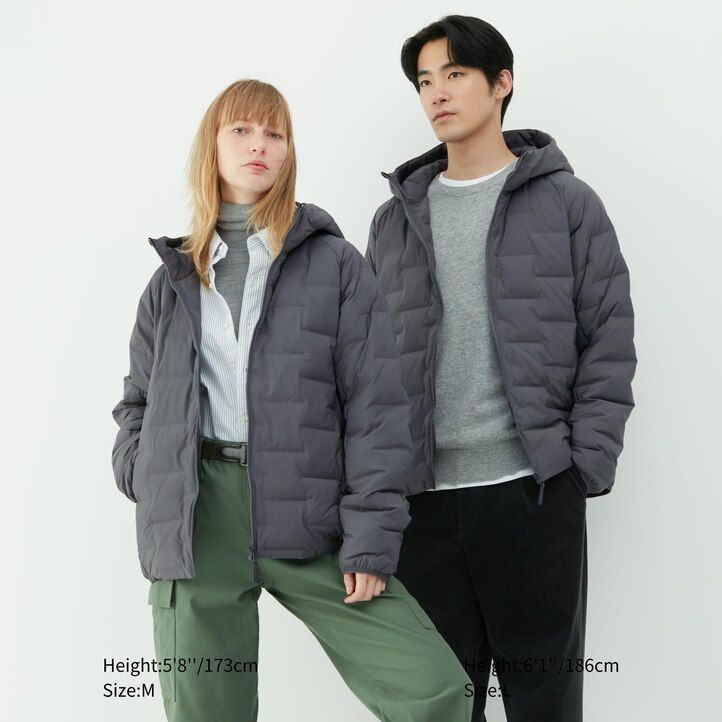 white mens uniqlo warm padded jackets