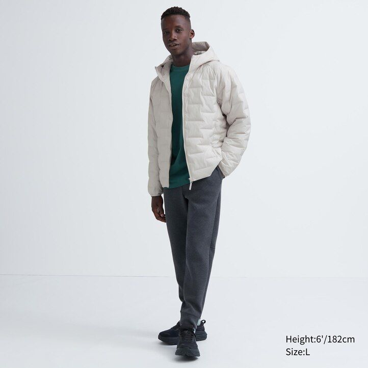 white mens uniqlo warm padded jackets