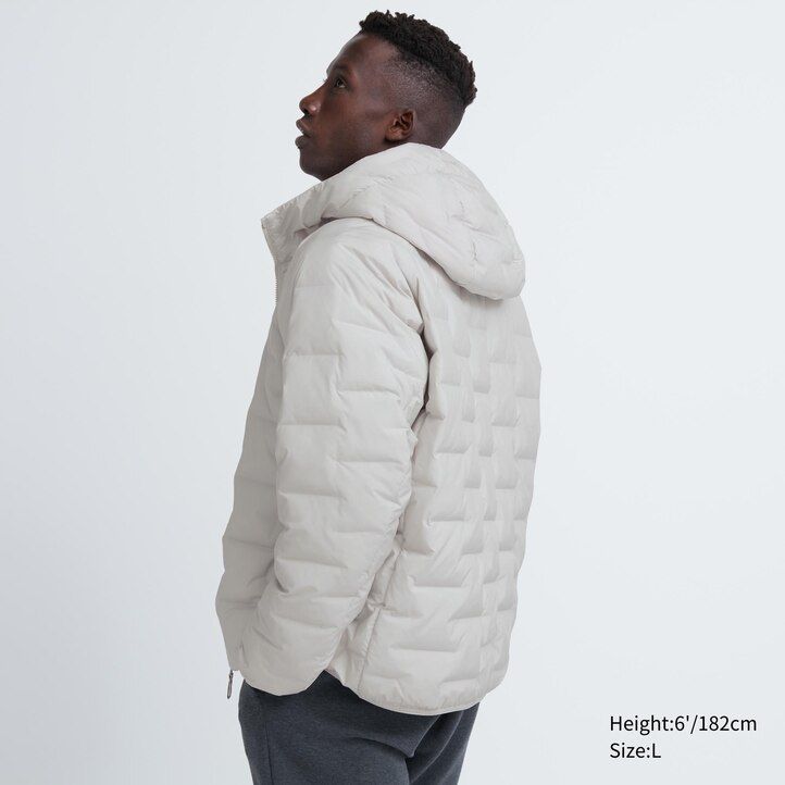 white mens uniqlo warm padded jackets