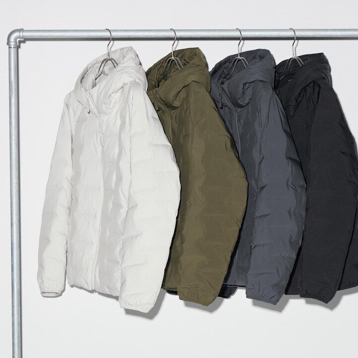 white mens uniqlo warm padded jackets