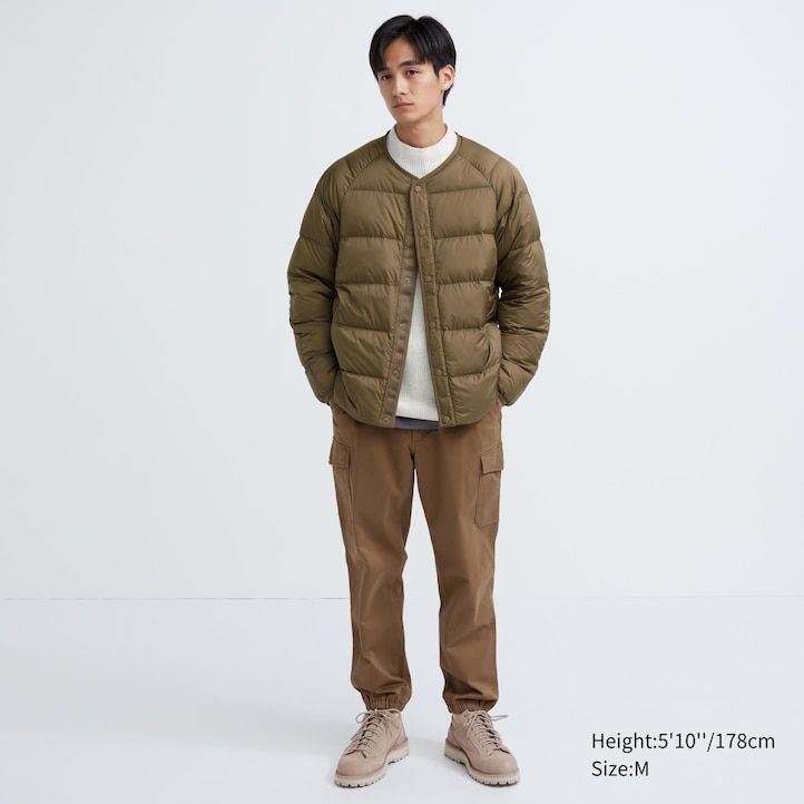 grey mens uniqlo 100pct recycled down jackets