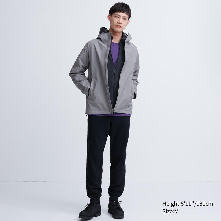 grey mens uniqlo blocktech 3d cut jackets