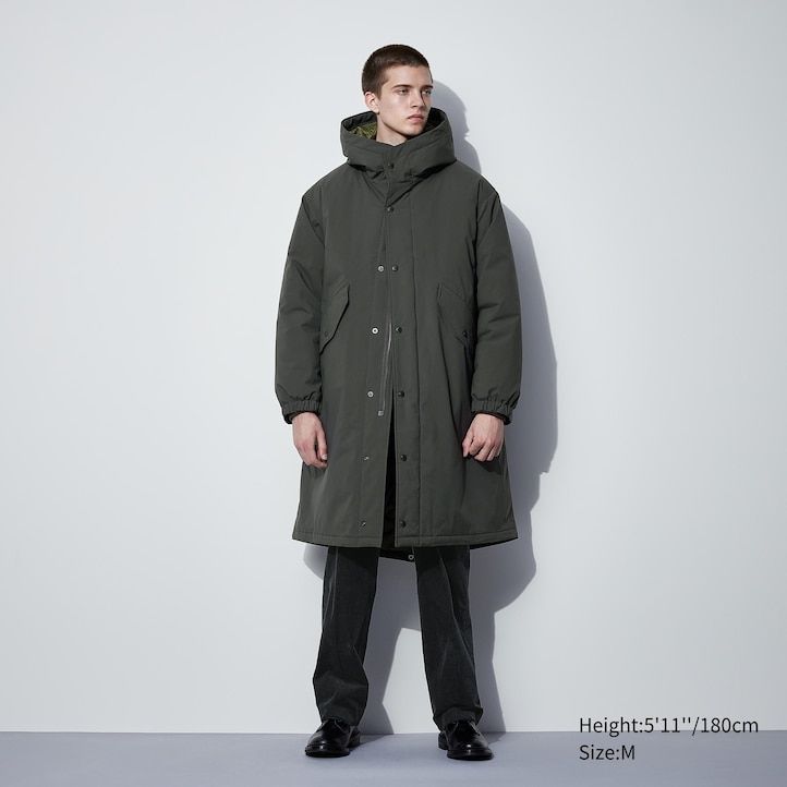 dark grey mens uniqlo heattech warm padded jackets