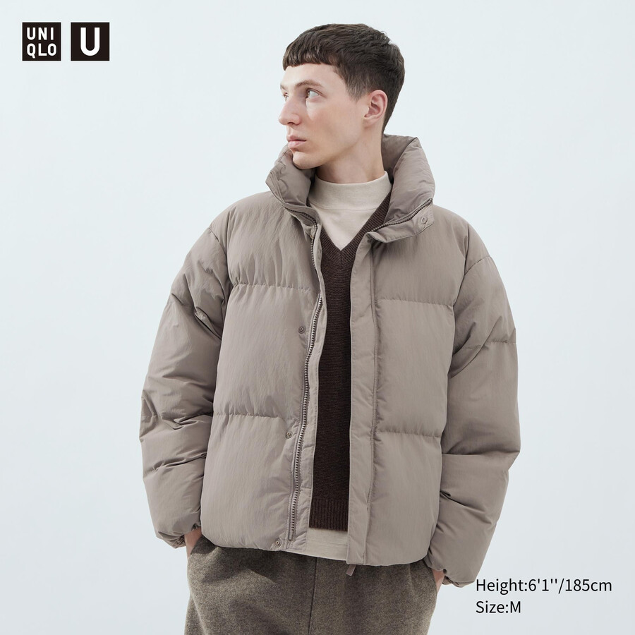 uniqlo padded volume mens jackets beige