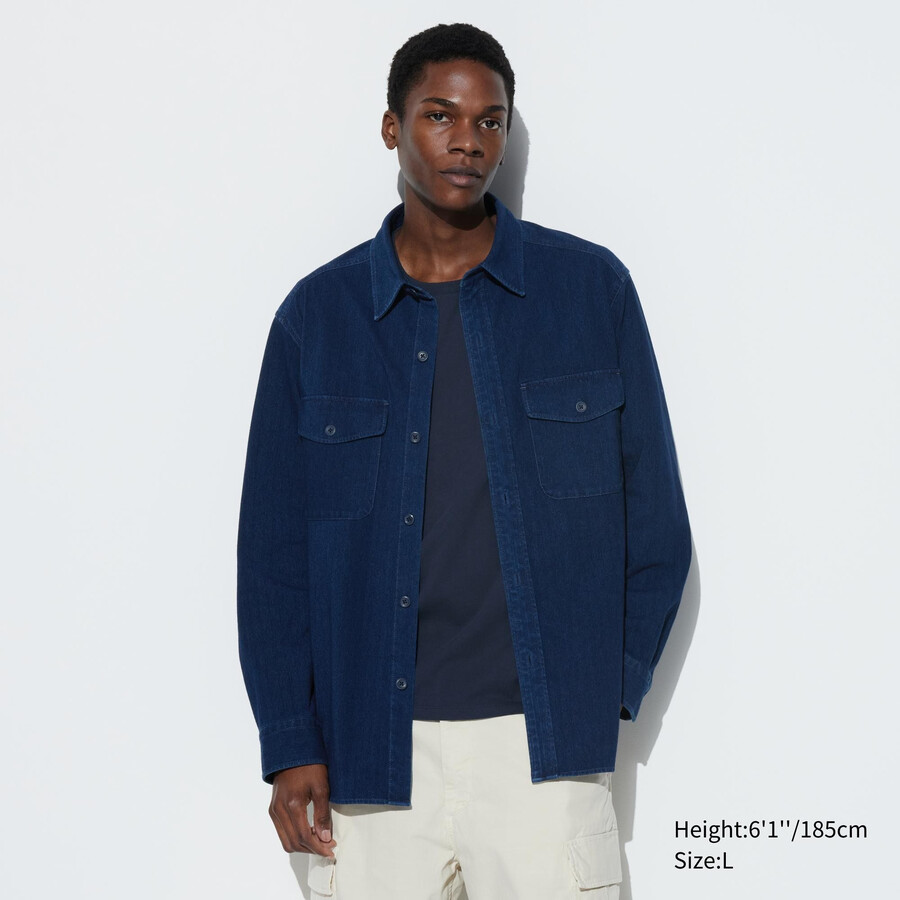 blue uniqlo denim jersey mens jackets