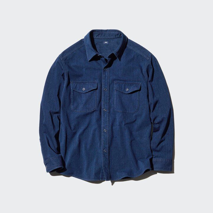 blue uniqlo denim jersey mens jackets
