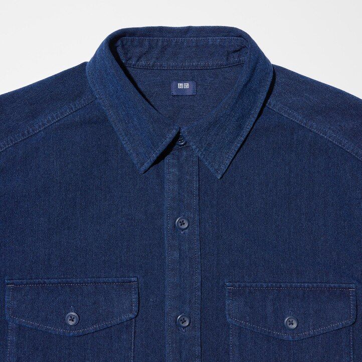 blue uniqlo denim jersey mens jackets