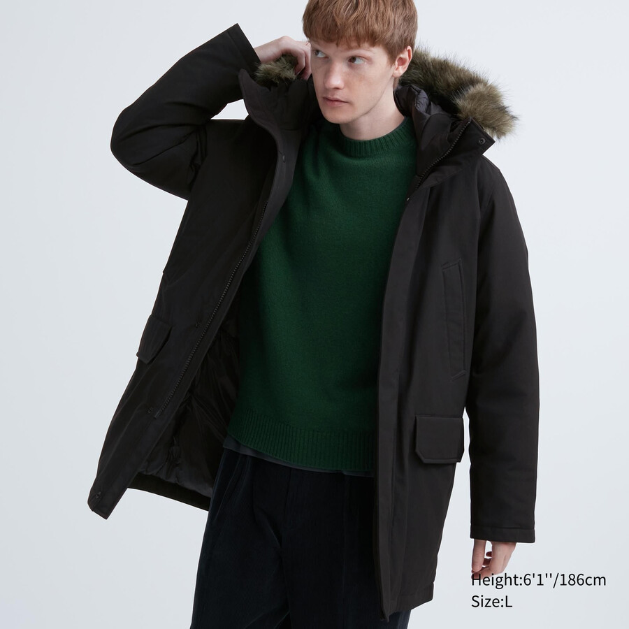 mens uniqlo ultra warm hybrid down jackets black