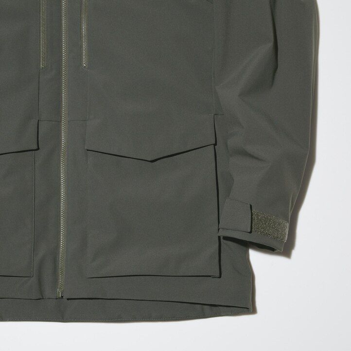 brown mens uniqlo hybrid down 3d cut jackets