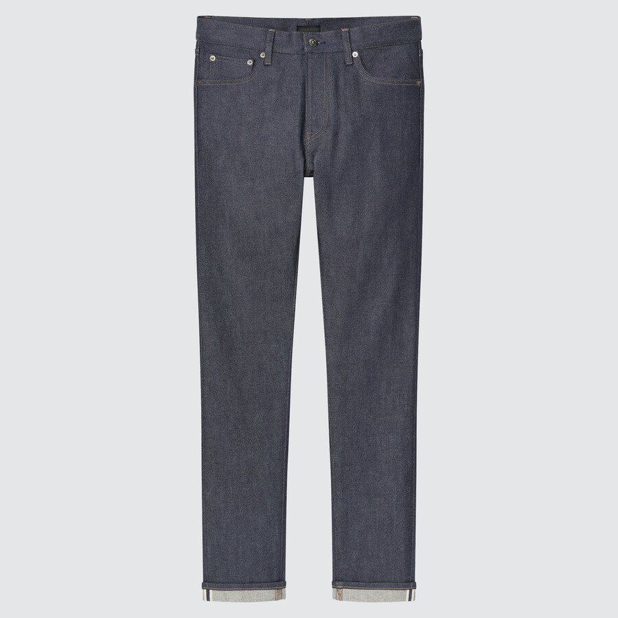 uniqlo selvedge stretch slim fit 2021 season mens jeans navy