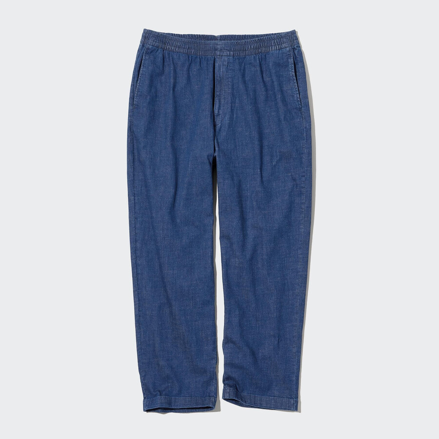blue mens uniqlo relaxed fit ankle length jeans