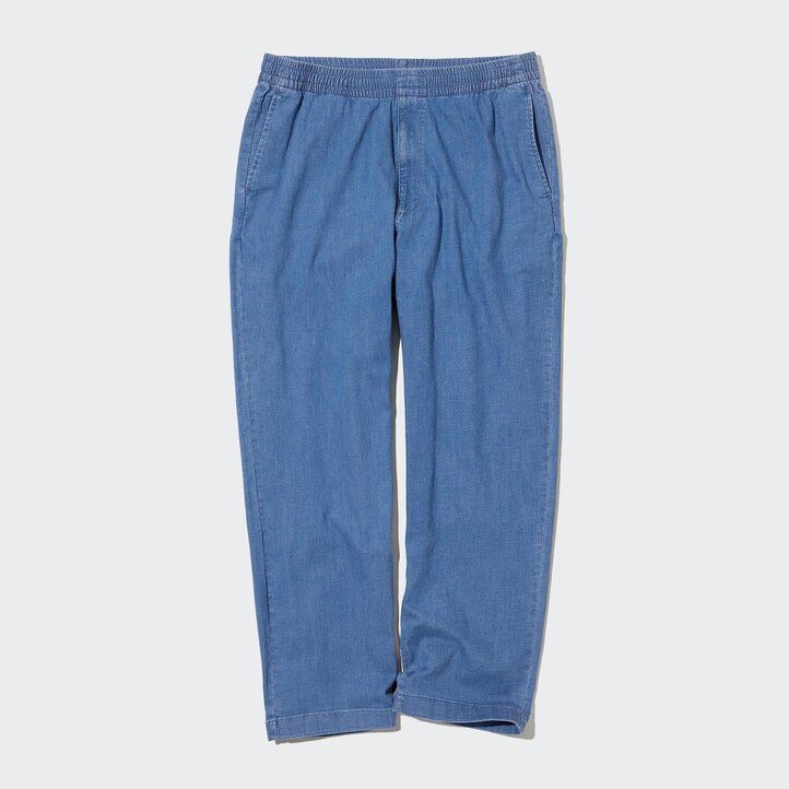 blue mens uniqlo relaxed fit ankle length jeans