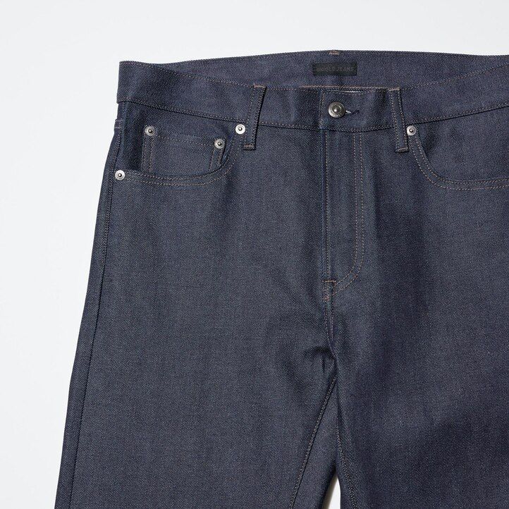uniqlo selvedge stretch slim fit mens jeans black