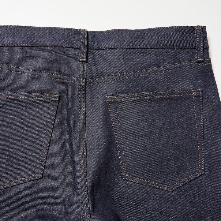 navy uniqlo selvedge stretch slim fit mens jeans