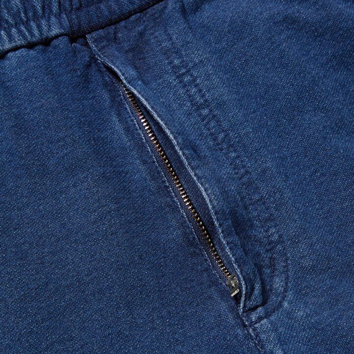 blue mens uniqlo washed jersey denim look joggers