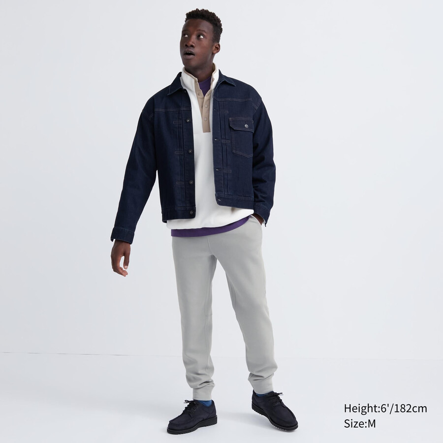 light grey mens uniqlo dry stretch joggers
