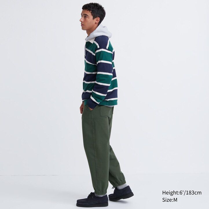 beige uniqlo washed jersey ankle length mens joggers