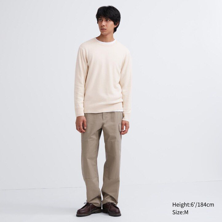 brown mens uniqlo 100pctshmere crew neck jumpers