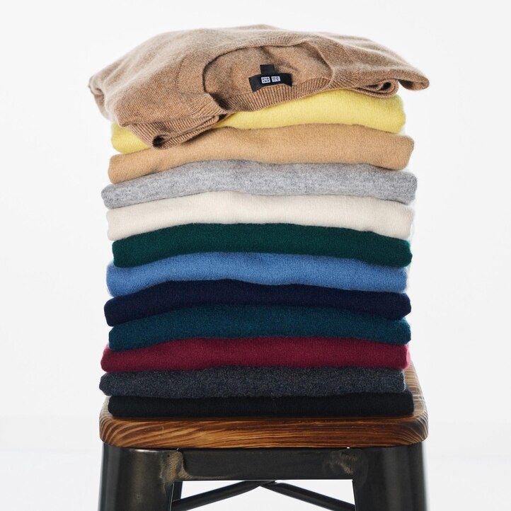 brown mens uniqlo 100pctshmere crew neck jumpers