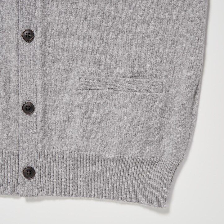 mens uniqlo premium lambswool v neck jumpers grey