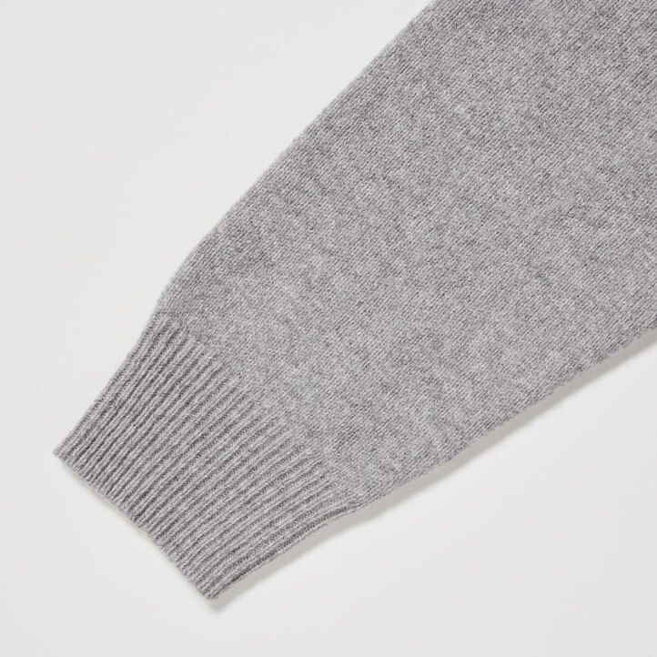 mens uniqlo premium lambswool v neck jumpers grey