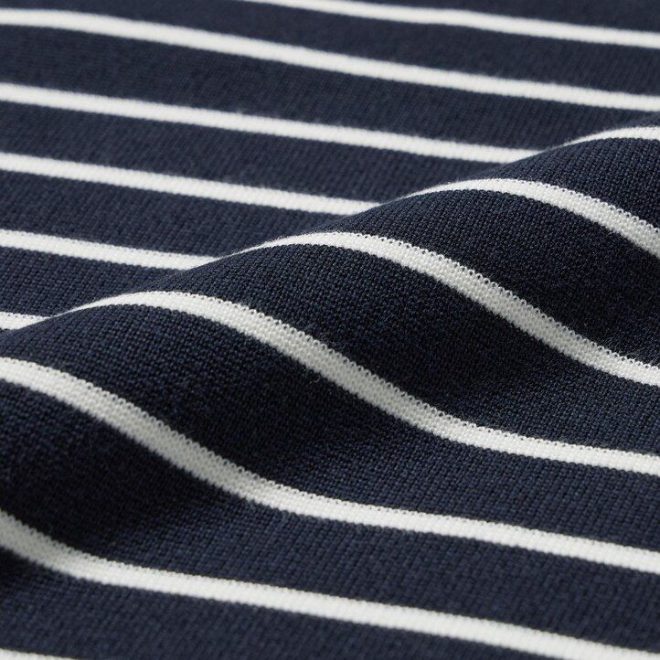 uniqlo washable milano ribbed striped crew neck mens jumpers navy