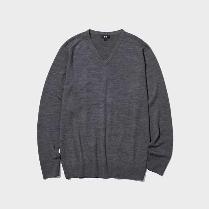uniqlo extra fine merino v neck mens jumpers green