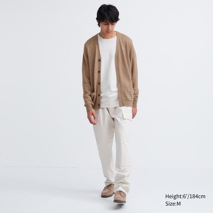 uniqlo premium lambswool v neck mens jumpers grey