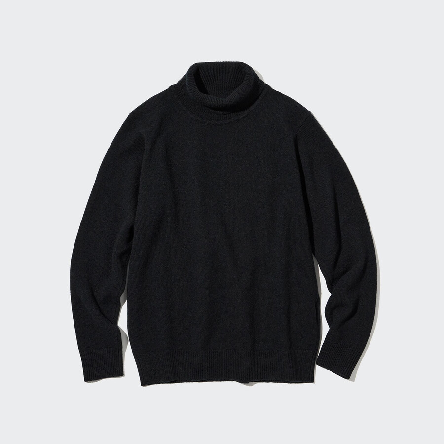 mens uniqlo premium lambswool jumpers black