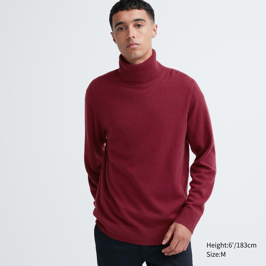 burgundy mens uniqlo 100pctshmere jumpers