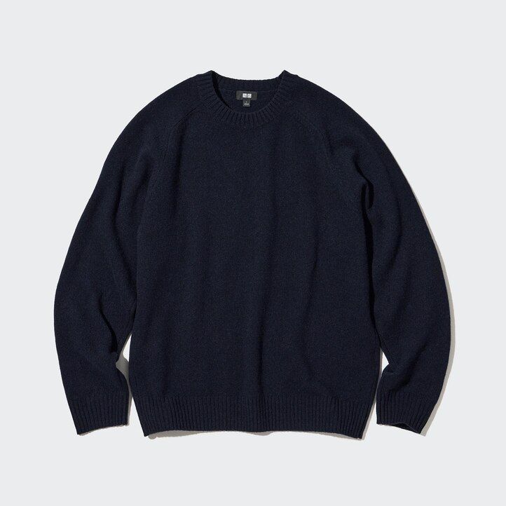 mens uniqlo premium lambswool crew neck jumpers white