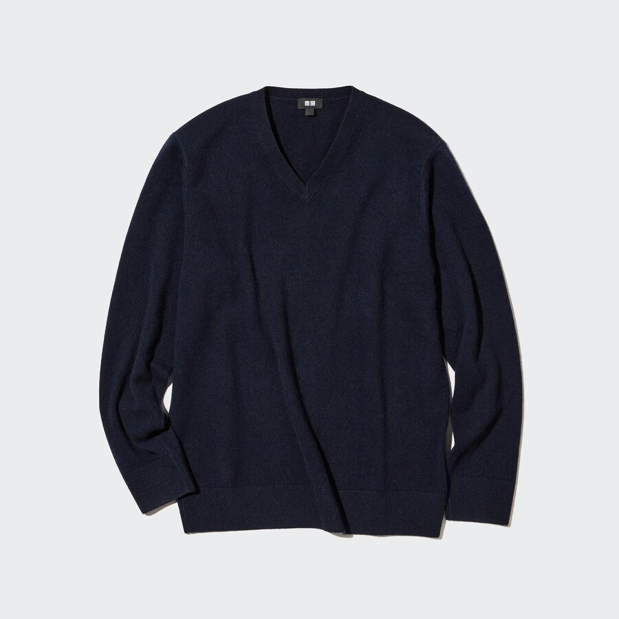 uniqlo 100pctshmere v neck mens jumpers navy