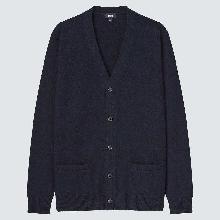 uniqlo premium lambswool v neck 2021 season mens jumpers navy