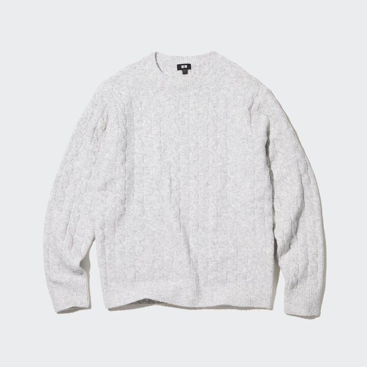 mens uniqlo souffle yarnble knit crew neck jumpers white