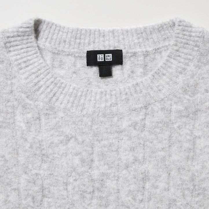 mens uniqlo souffle yarnble knit crew neck jumpers white