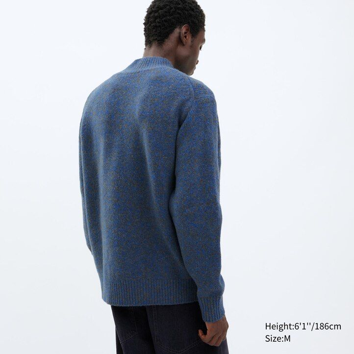 orange uniqlo souffle yarn mock neck mens jumpers