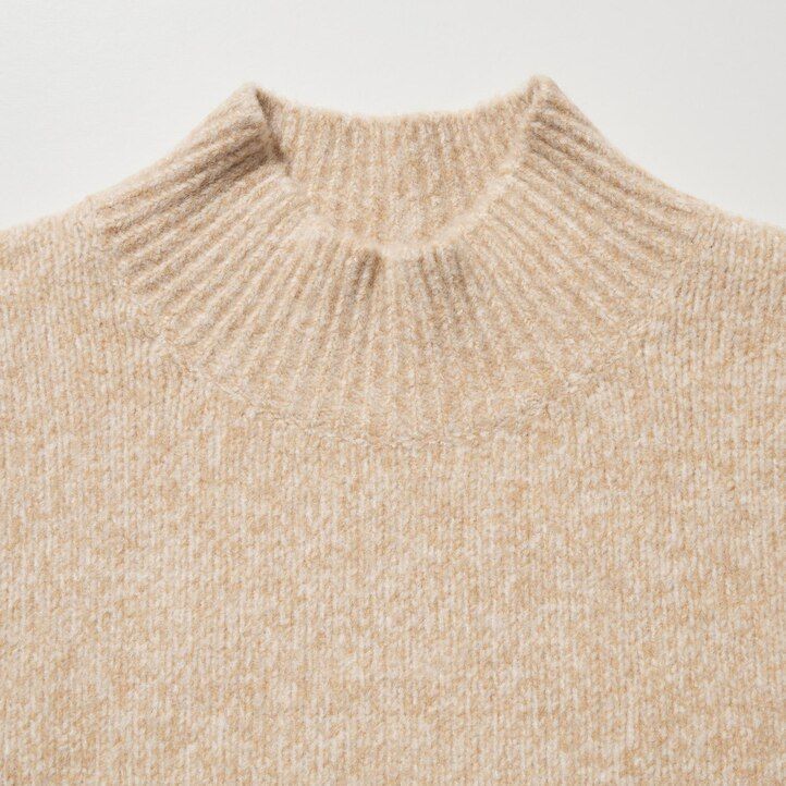 orange uniqlo souffle yarn mock neck mens jumpers
