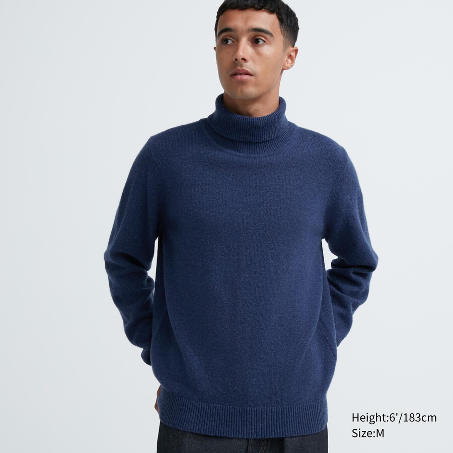 uniqlo premium lambswool mens jumpers blue