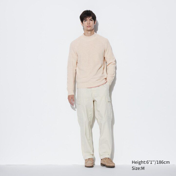 uniqlo middle gauge knit mock neck mens jumpers blue
