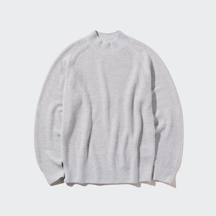 uniqlo middle gauge knit mock neck mens jumpers blue
