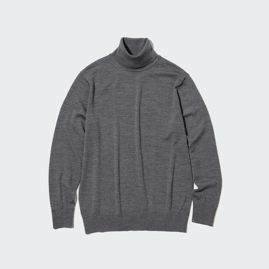 grey mens uniqlo 100pct extra fine merino jumpers