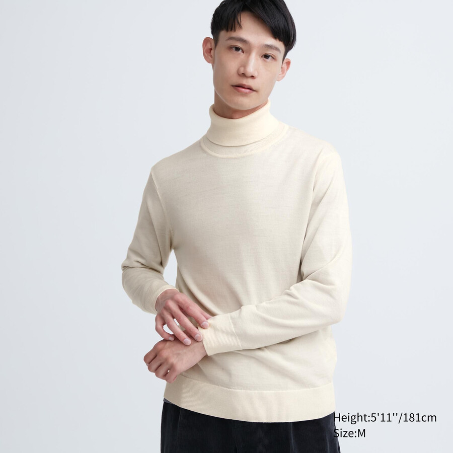 white uniqlo 100pct extra fine merino mens jumpers
